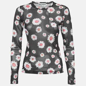 Molly Goddard Black Floral Print Stretch Knit Sheer Top M